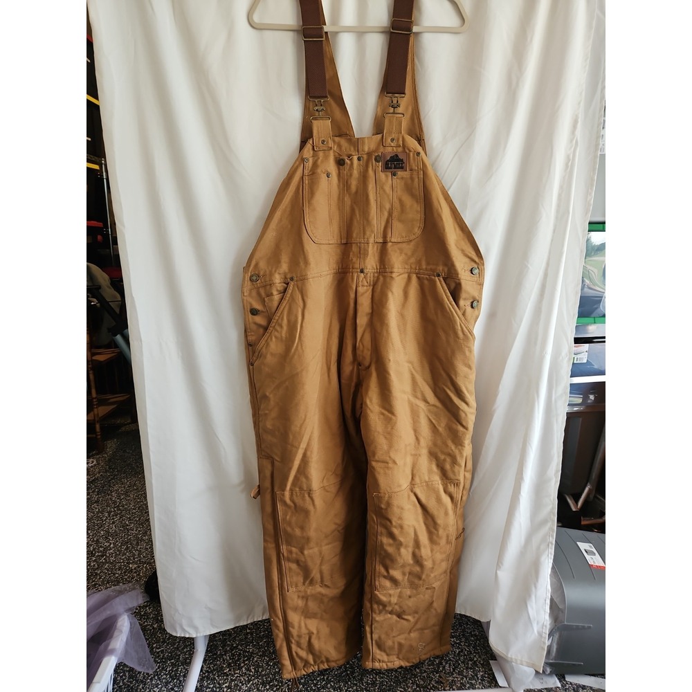 Old Mill Insulated Canvas Bib Overalls Mens Tan Thinsulate Workwear Carpenter XL